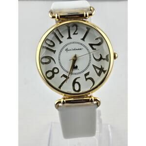 Gorgeous Gloria Vanderbilt Ladies Quartz Watch White Band Runs New Battery Mint